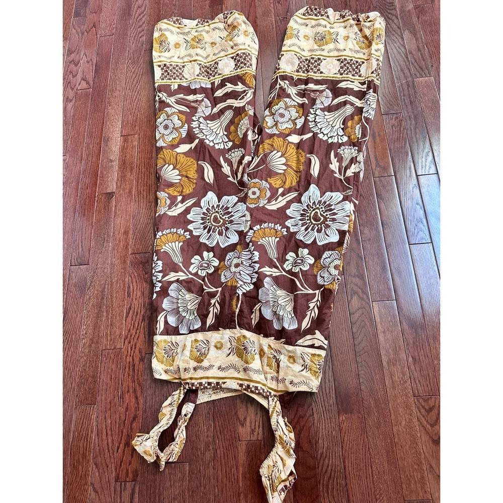 Free People Bali Albright Wide Leg Jumpsuit in Coffee Combo Brown Tan NWT Medium - Picture 4 of 11
